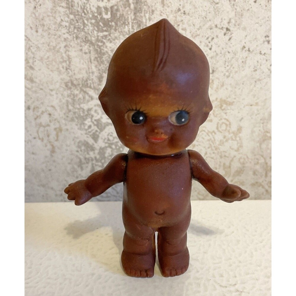 4" Suntanned Black Kewpie Style Doll Taiwan Moveable Arms Head Bud Wings VTG